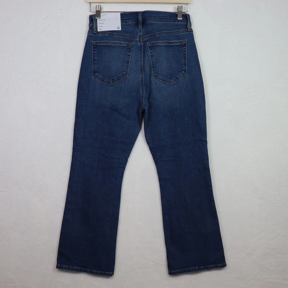 LOFT Medium Blue High Rise The Kick Crop Petite Jeans 28/6P - Picture 2 of 11
